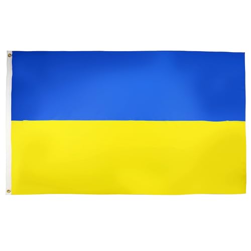 AZ FLAG - Bandera Ucrania - 90x60 cm - Bandera Ucraniana 100% Poliéster con Ojales de Metal Integrados - 50g - Colores Vivos Y Resistente A La Decoloración