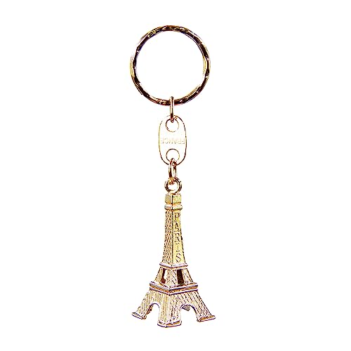 Oleanderhof Llavero de la Torre Eiffel en oro, recuerdo de París, viaje a París, vacaciones en Francia, mini Torre Eiffel, dorado, 5 cm