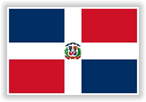1 pegatina impermeable de vinilo de la bandera de República Dominicana, 10 cm.