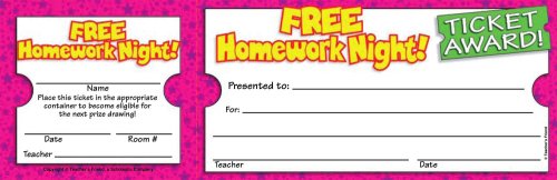 Free Homework Night Ticket Awards