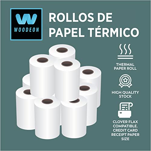 WOODEON® - Pack de 60 Rollos de Papel Térmico blanco de 57x35x12 mm para TPV, Datáfono, Caja Registradora, Sumup - Ecológicos sin BPA - Compatibles con cualquier Impresora Térmica (60)