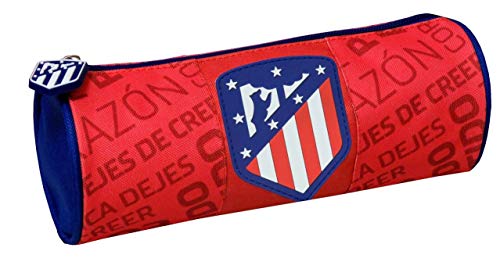 Atlético de Madrid - Estuche Portatodo Cilíndrico Soft, con Cremallera, Producto Oficial (CyP Brands)