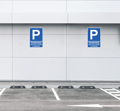pubblimania Señal Parking Uso Exclusivo Clientes | Señalética en Material Aluminio 3mm (Cm 30x40)