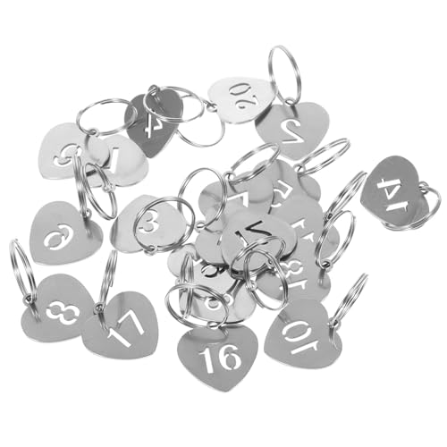 20 Piezas Placa de número hueca Digital colgante en forma de corazón etiqueta Malatang para jardín de infantes colgante de acero de titanio 20 piezas etiquetas de metal number