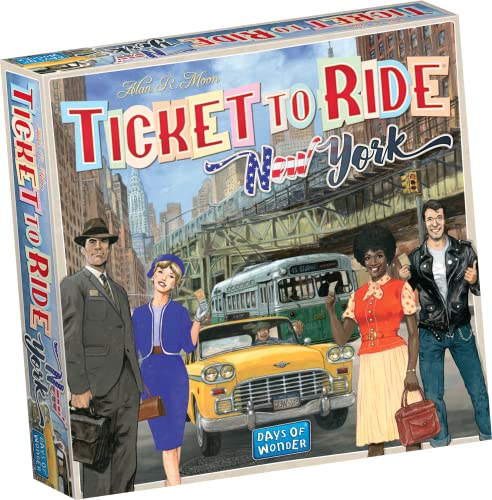 Days of Wonder, Ticket to Ride New York Board Game, Ages 8+, For 2 to 4 Players, Average Playtime 10-15 Minutes