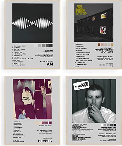 GLRSSN Arctic Monkeys - Carteles para álbum de música, diseño de 4 habitaciones, diseño de lienzo estético, decoración de dormitorio de 8 x 10 pulgadas, sin marco