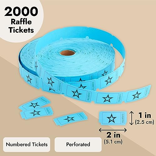 Rollo de Billetes para Rifas Juvale - Rollo único de cupones para Contar hasta 2000 Estrellas, en Azul