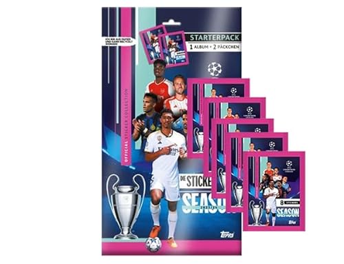 Topps Champions League 2023/2024 Pegatinas – 1 paquete de inicio + 5 bolsas de colección